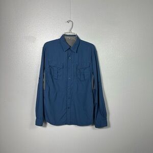 Men's Blue Button-Up Shirt Ascend  Fishing Shirt Size M Men's Blue Outdoor